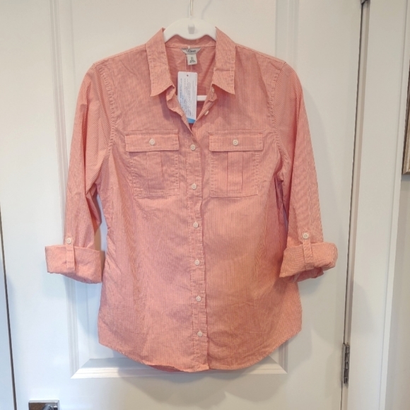 L.L. Bean Lakeside Performance Check Button Down Shirt - XS, Reef Coral, NWT - Picture 3 of 16
